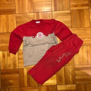 Red and Tan Kids Sweatshirt and Pants Set